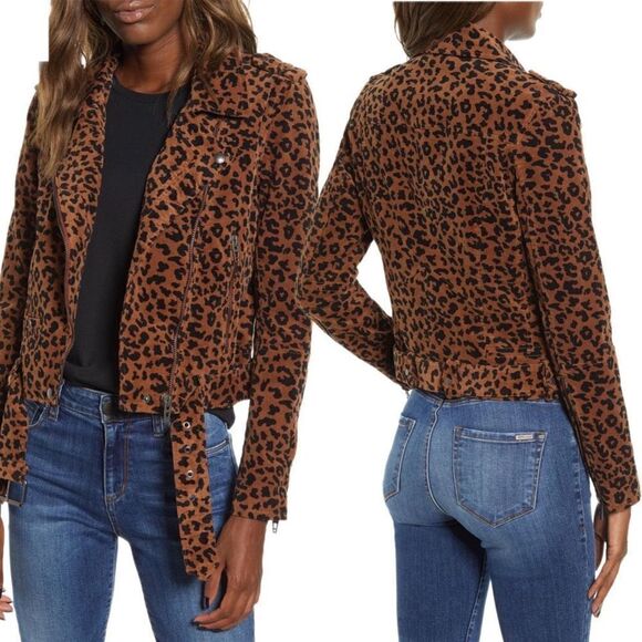 Blank NYC Leopard Jungle Cat Corduroy Moto Jacket - Picture 1 of 6